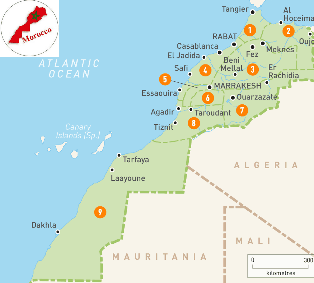 map of morocco with cities