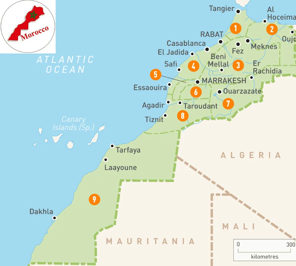 map of morocco with cities
